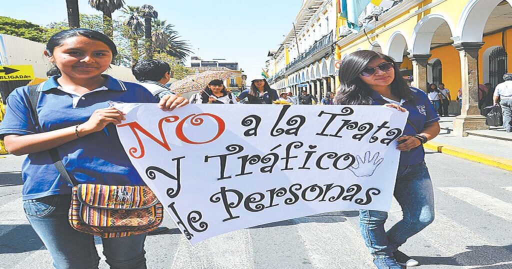 Una marcha contra la trata y tráfico de personas en La Paz.